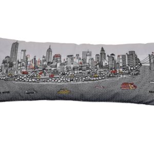 NYC embroidered long pillow - Ivory