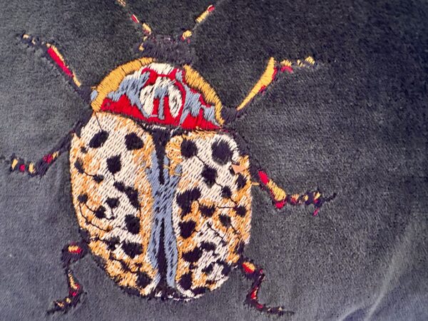 Velvet Embroidered Pillow w/ Beetles - Image 4
