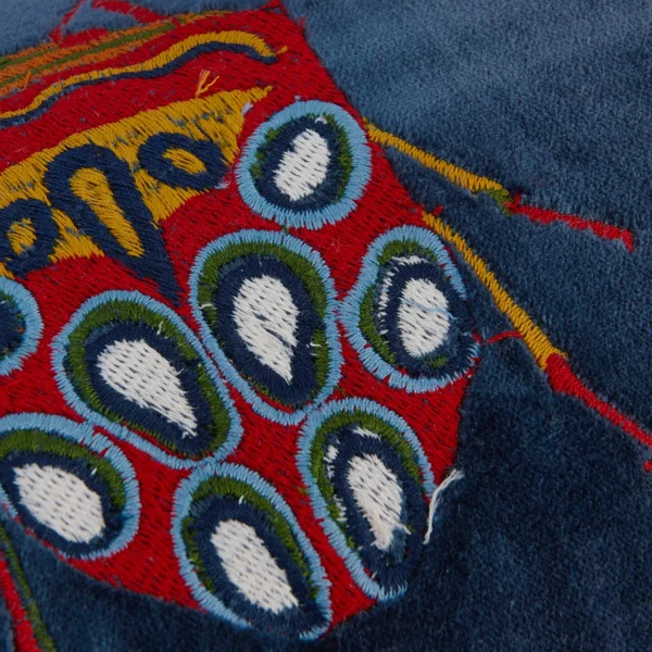 Velvet Embroidered Pillow w/ Beetles - Image 3