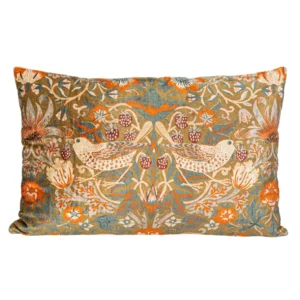 Velvet Pillow with Exotic Birds