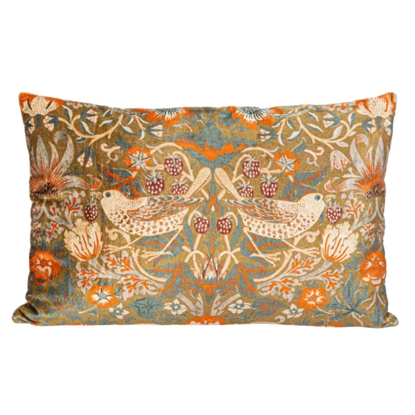 Velvet Pillow with Exotic Birds