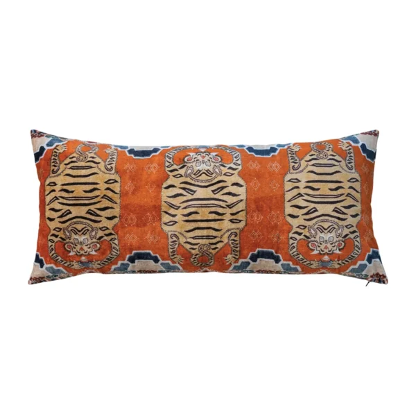 Velvet Pillow with 3 Tigers